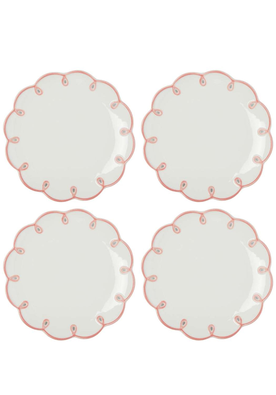 Pretty In Pink Scalloped Lunch Plate - Set of 4