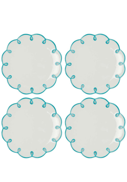 Sky Blue Scalloped Dessert Plate - Set of 4