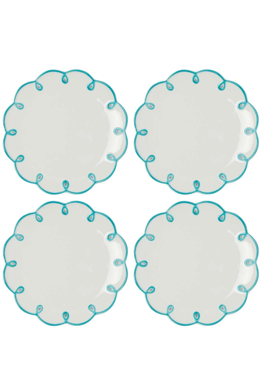 Sky Blue Scalloped Dessert Plate - Set of 4