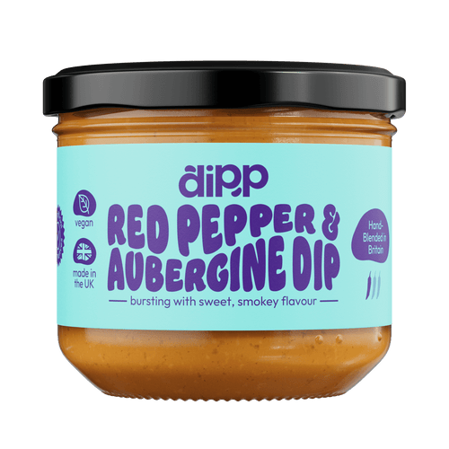 Dipp Red Pepper & Aubergine Dip 350g – Smoky Mediterranean Dip with No Artificial Preservatives