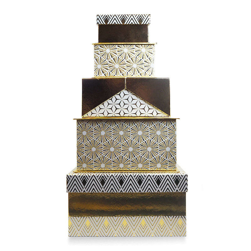 Gift Box Set Of 5 Gold & Black