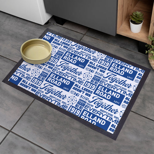 Leeds - Word Montage - White & Blue Door Mat - 60cm x 40cm
