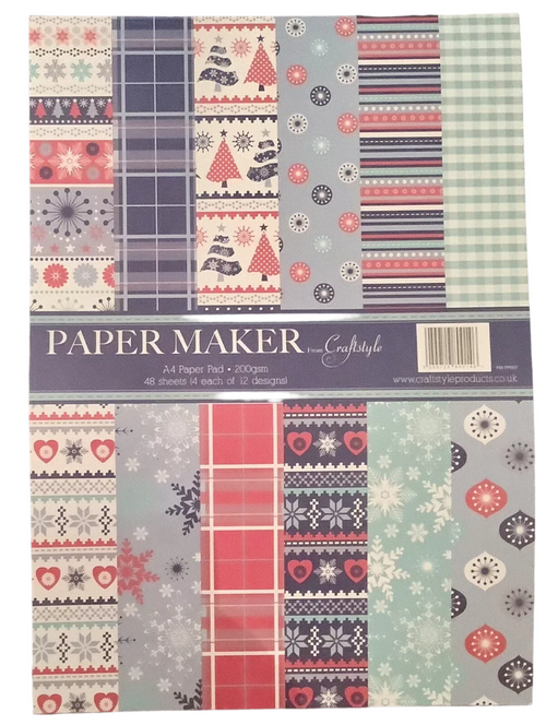Craftstyle Paper Maker A4 Paper Pad - Xmas Blue/Red