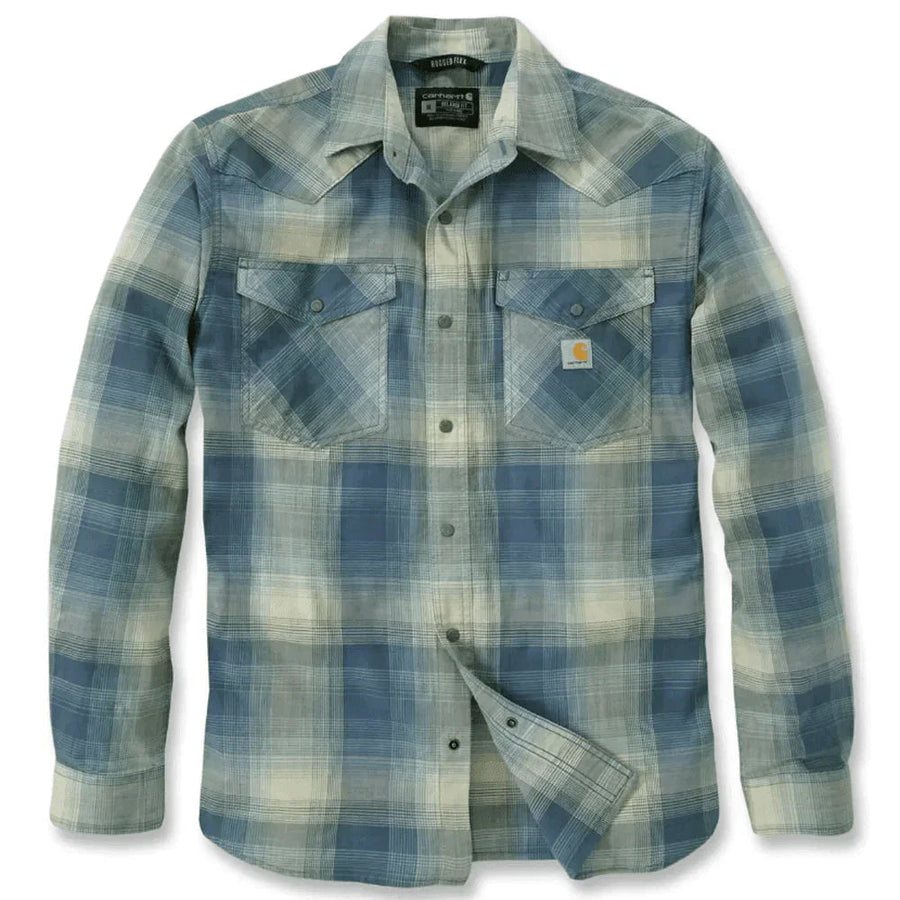 Carhartt 106756 Montana Rugged Flex Relaxed Fit Lightweight Long-Sleeve Snap-Front Plaid Shirt