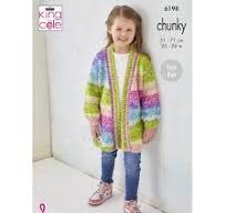 King Cole Knitting Pattern for Kid’s Long Chunky Jacket & Sweater 6198