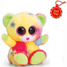 Keel Toys SF0435 15 cm Animotsu Rainbow Bear Plush Toy