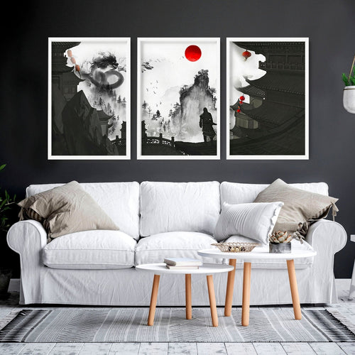 Wall art dragon | set of 3 wall art prints