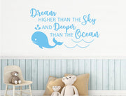 Dream deeper than the ocean whale wall sticker