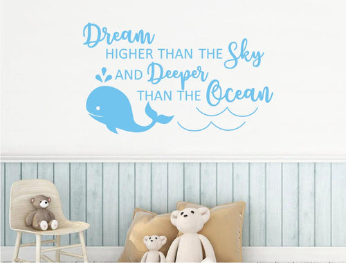 Dream deeper than the ocean whale wall sticker