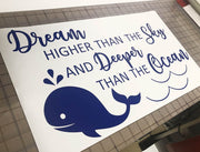 Dream deeper than the ocean whale wall sticker