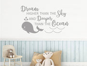 Dream deeper than the ocean whale wall sticker