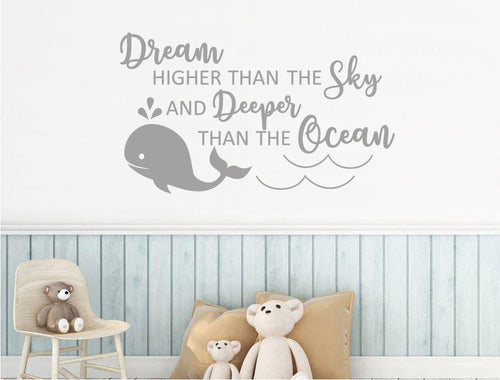 Dream deeper than the ocean whale wall sticker