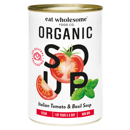 Eat Wholesome Organic Tomato & Basil Soup 400g – Smooth Ready to Heat Soup