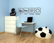 Eat Sleep Football Repeat Wall Sticker – Bedroom Football Wall Art Decor