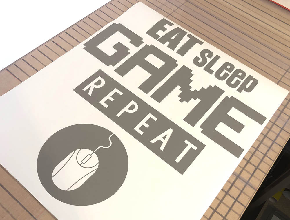 Gamer Wall Sticker – Eat Sleep Game Repeat - Boys Bedroom Gaming Decor