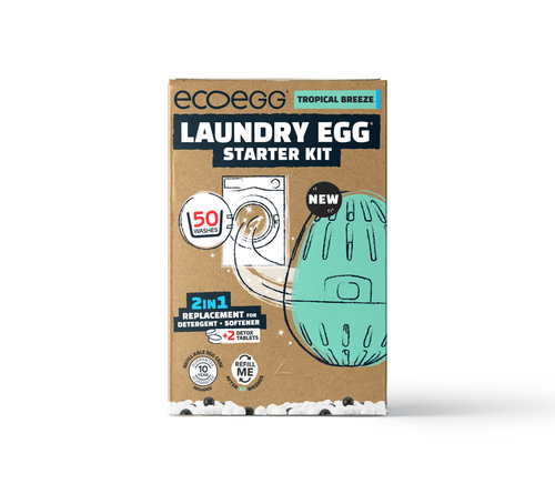 ECOEGG Laundry Egg Washing Detergent Tropical Starter Kit - Plastic Free Eco Washing Egg, 50 Washes