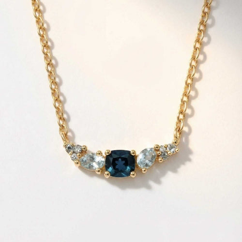 Elegant Topaz Cluster Gold Necklace - Zaria