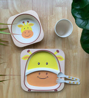 Zebra Bamboo Kids Dinner Set – 5 Piece Eco-Friendly Tableware