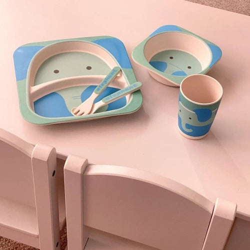Zebra Bamboo Kids Dinner Set – 5 Piece Eco-Friendly Tableware