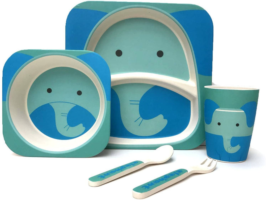 Zebra Bamboo Kids Dinner Set – 5 Piece Eco-Friendly Tableware
