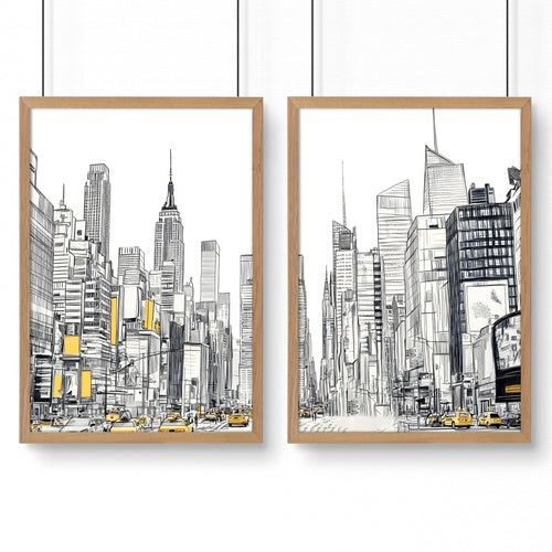 Extra Large Posters For Walls | Set of 2 Urban Skyscrapers Wall art Prints