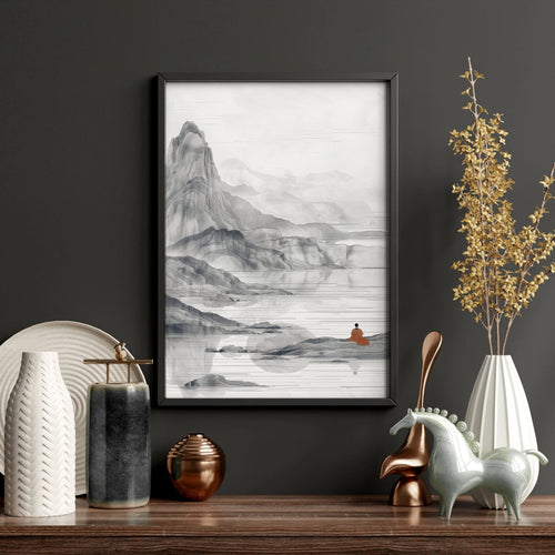 Extra Large Wall Art Framed | Set of 3 Asian Inspired Wall art Prints
