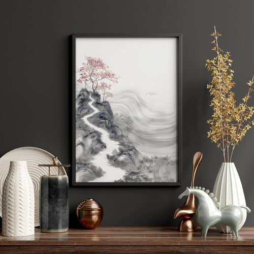 Extra Large Wall Art Framed | Set of 3 Asian Inspired Wall art Prints