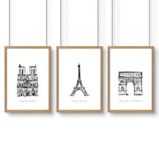 Extra Large Wall Arts | Set of 3 Paris Landmarks Wall art Prints