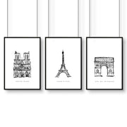 Extra Large Wall Arts | Set of 3 Paris Landmarks Wall art Prints