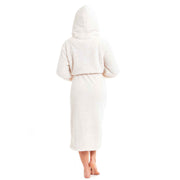 Daisy Dreamer Women's Cream Fleece Touch Hooded Robe Dressing Gown Ultra Soft Loungewear