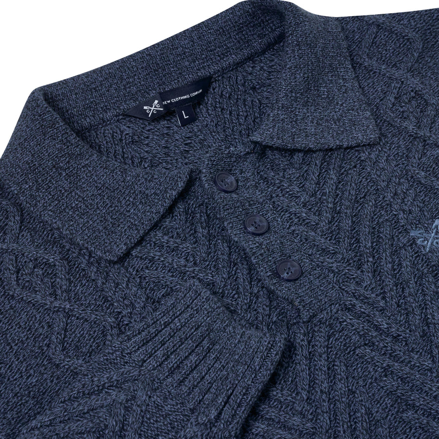 Crew Clothing Company Cable Knit Button Neck Jumper