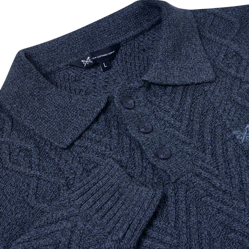 Crew Clothing Company Cable Knit Button Neck Jumper