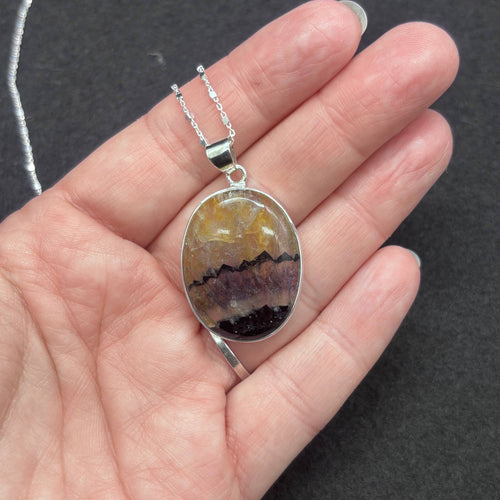 Blue John Fluorite Pendant in Sterling Silver
