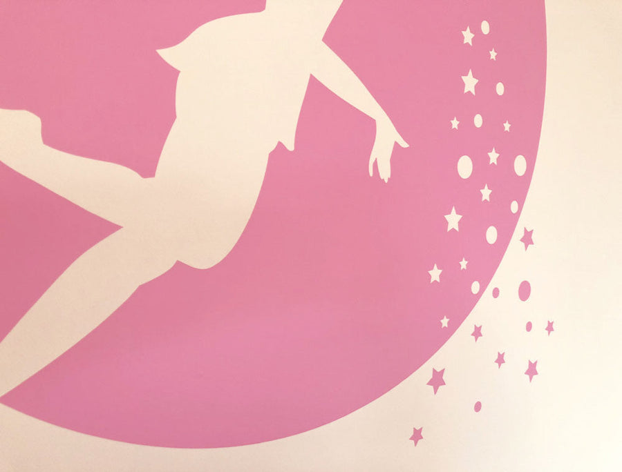 Fairy Wall Sticker Silhouette - Girls Bedroom Decor - Moon & Stars Decal