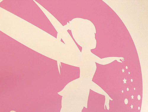 Fairy Wall Sticker Silhouette - Girls Bedroom Decor - Moon & Stars Decal