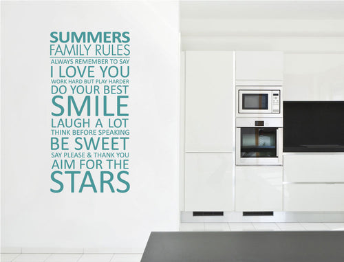 Personalised Family Rules Wall Art Sticker – Inspirational Wall Decor