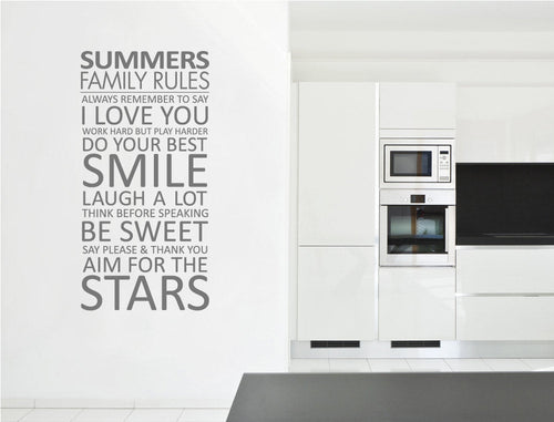 Personalised Family Rules Wall Art Sticker – Inspirational Wall Decor