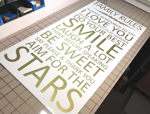 Personalised Family Rules Wall Art Sticker – Inspirational Wall Decor