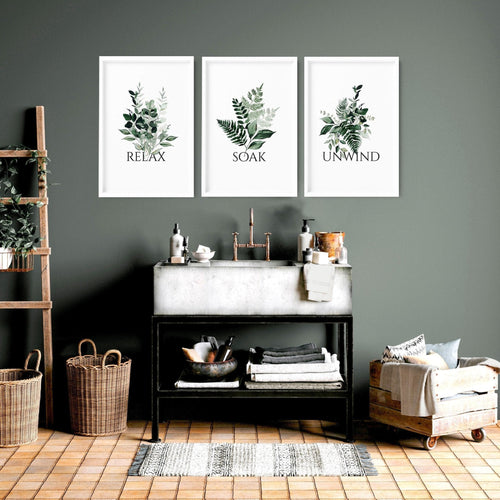 Pictures for Bathroom Walls – Set of 3 Botanical Prints