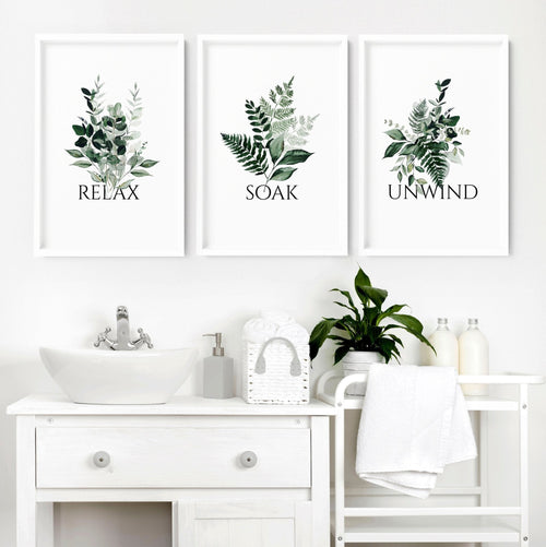 Pictures for Bathroom Walls – Set of 3 Botanical Prints