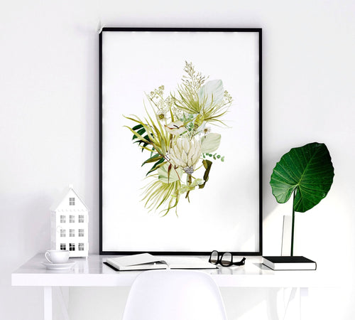 Framed Wall Art for Bedroom – Set of 3 Botanical Prints