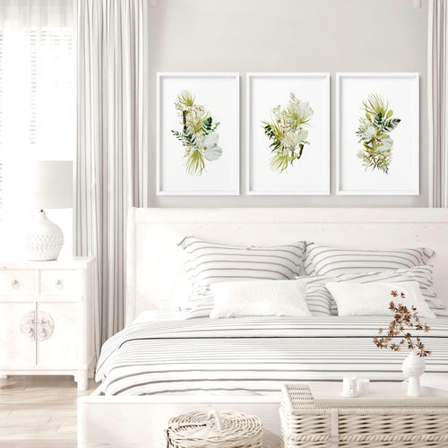 Framed Wall Art for Bedroom – Set of 3 Botanical Prints