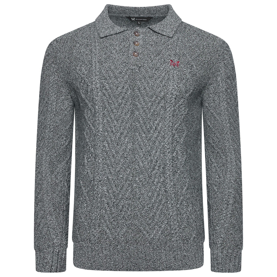 Crew Clothing Company Cable Knit Button Neck Jumper