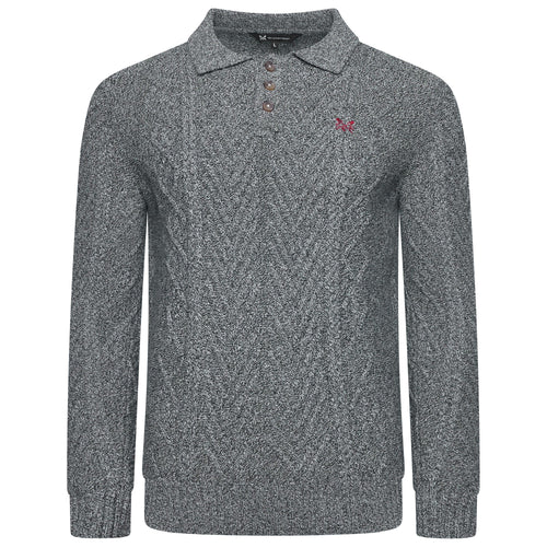 Crew Clothing Company Cable Knit Button Neck Jumper