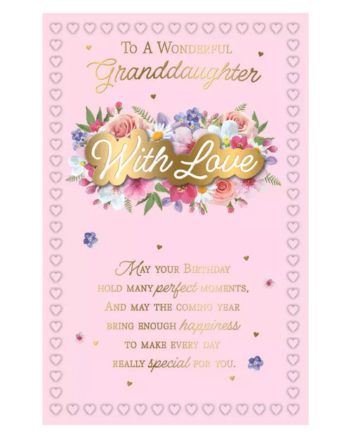 Birthday   to a wonderful Granddaughter 6 page  insert