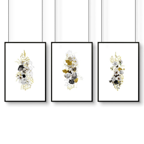 Living Room Wall Pictures – Set of 3 Floral Prints