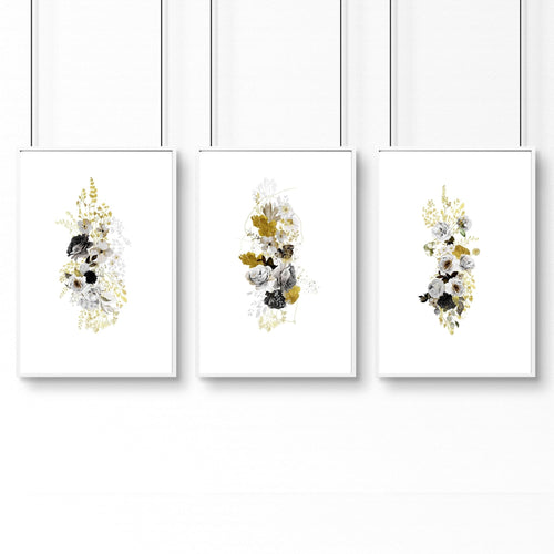 Living Room Wall Pictures – Set of 3 Floral Prints
