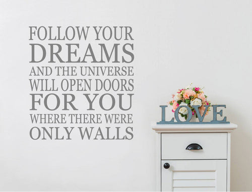 Inspirational Follow Your Dreams Wall Sticker