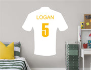 Personalised Football Shirt Wall Sticker – Custom Name & Number Kids Wall Decor