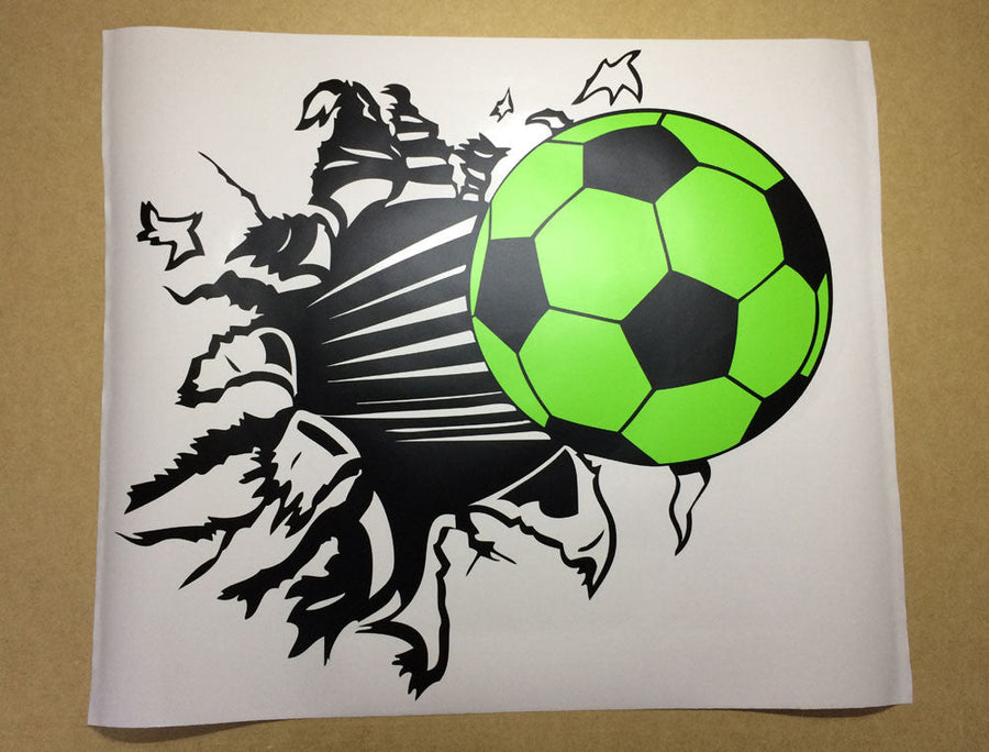 Crashing Through Wall Football Wall Sticker Decal